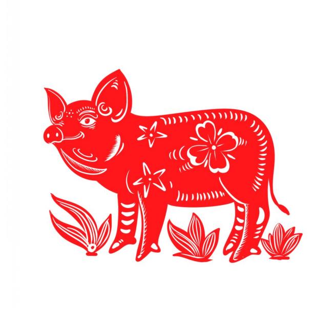2019猪年春节剪纸图片