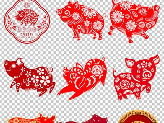 2019猪年春节剪纸图片