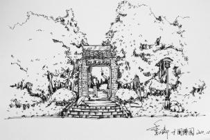 风景建筑速写图片