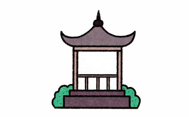 小凉亭简笔画图片