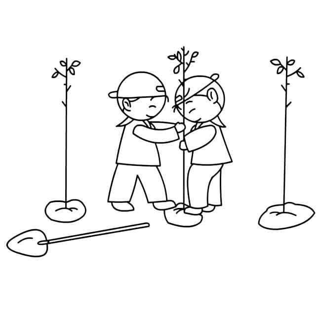 植树节种树的简笔画图片