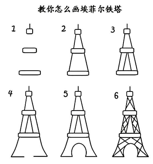 教你怎么画埃菲尔铁塔