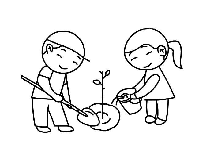 植树节种树的简笔画图片