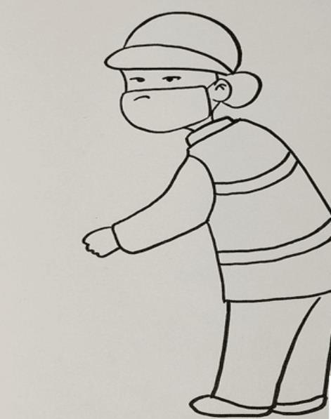 环卫工人扫地简笔画彩色画法