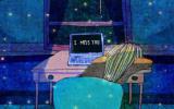 浪漫的星空夜晚手绘图片