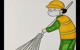环卫工人扫地简笔画