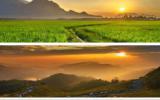 蓝天碧水高山风景图片